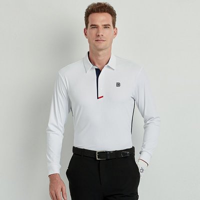 熱銷 新款高爾夫衣服男裝時尚長袖T恤休閑運動上衣秋冬golf服裝男球衣 可開發票