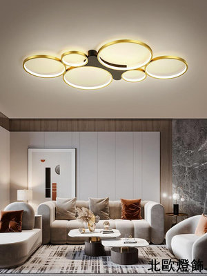 吸頂燈 圓環LED燈具簡約現代大氣大廳燈創意個性北歐客廳燈