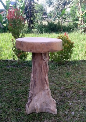 印尼進口柚木香菇椅，香菇造型凳子，展示桌，庭圓桌、原木桌，實木桌，老柚木，造型木桌，樹根桌