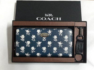 USA美國留學生代購 COACH 蔻馳 COACH 53026 新款女士拉鏈式皮夾 長夾 玫瑰花卉印花設計 手拿包 附購證