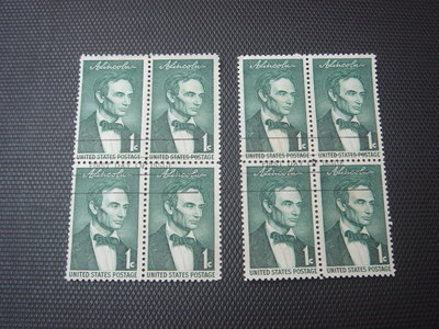 盒B12【郵票珍藏】美國林肯總統像郵票 四方連 共8枚