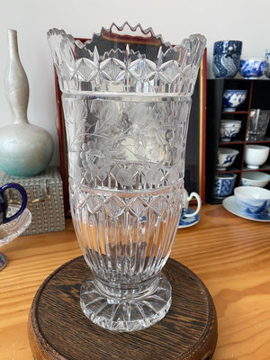 日本石冢硝子（aderia crystal）水晶花瓶 30c