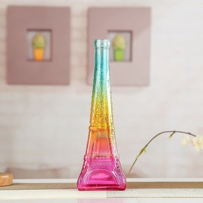 巴黎埃菲爾鐵塔擺件玻璃花瓶木塞許愿瓶漂流瓶創意禮品生日禮物