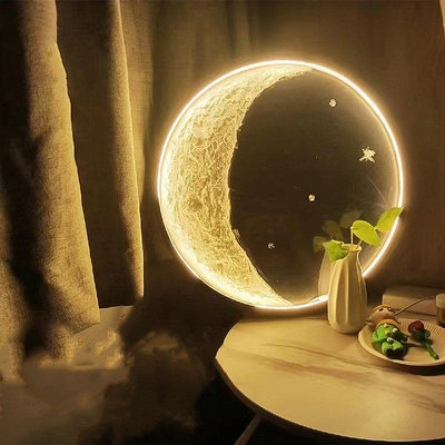 手工網紅氛圍月球臺燈擺件禮物創意星球燈 DIY材料手繪月亮小夜燈