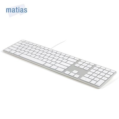 有線中文長鍵盤｜白色按鍵、銀灰色塑膠鍵盤｜Matias wired Mac 支援 USB 及 USB-C 喵之隅