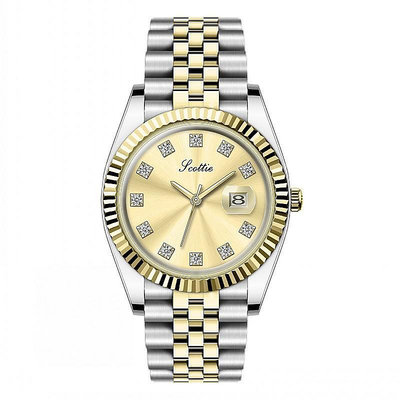 熱銷 詩高迪高級感實心精鋼日歷型女士手錶腕錶商務時尚石英鋼帶防水手錶腕錶女224 WG047