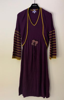 【全新】LAICARFORE 兩件式 洋裝 紫色加芥末黃條紋 女裝 SIZE L