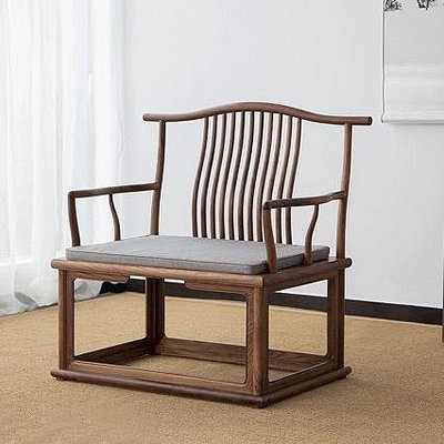 中式主人椅茶簡約仿古實木圈椅家用茶室榆木太師椅官帽茶椅單人客