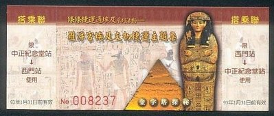 【竹仔城-台北捷運-紙票】定點來回票.羅浮宮埃及文物展---未使用