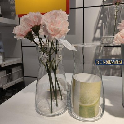 下殺-IKEA宜家正品代購卡拉夫 透明玻璃花瓶 插花瓶 桌面瓶子餐用水瓶