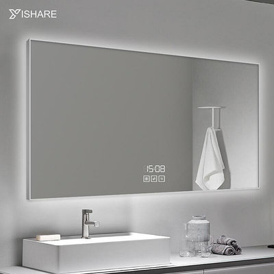 【現貨】Yishare鋁合金框浴室鏡子衛生間led帶燈防霧衛浴鏡壁掛掛墻智能鏡