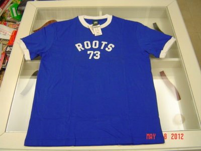 ROOTS   原場加拿大 製造 ROOTS+73 字樣   型男必備經典款短袖T恤 藍色 (全新/現貨)