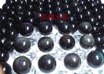 『純天然水晶量販』雙面彩虹黑曜石球 22.5~23mm3A級*墨西哥當地精緻研磨～又黑又亮