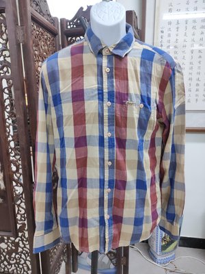(二手九成新)藍哥Wrangler古著風格紋長袖襯衫(B671)