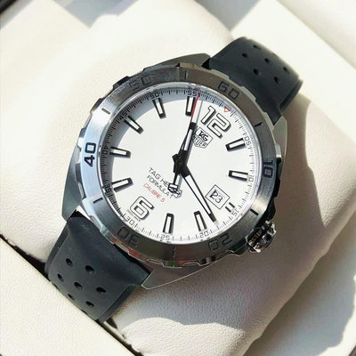 TAG HEUER Formula 1 Calibre 5 Automatic 白色錶盤 黑色橡膠錶帶 男士 自動機械腕錶 WAZ2114.FT8023