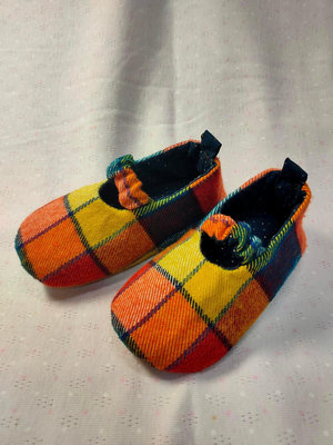 手工格子嬰兒鞋 娃娃布鞋 手工鞋 彌月禮物