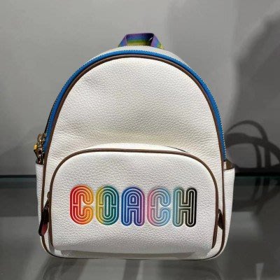 【九妹精品】COACH CA624  新款女士彩虹色 迷你雙肩包 後背包 書包 女包