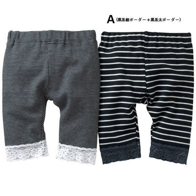 ((Sweet House))~~【現貨】㊣ 日本NISSEN可愛條紋蕾絲邊內搭褲(2件一組)100