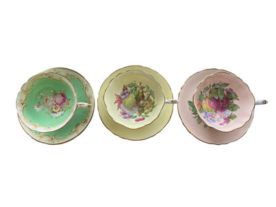 英國骨瓷Paragon帕拉貢滿彩水果玫瑰杯盤