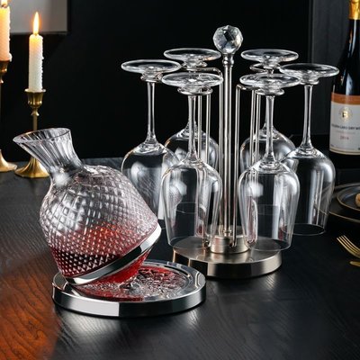 高檔奢華水晶玻璃高腳紅酒杯子家用歐式創意不倒翁葡萄醒酒器套裝-小熊百貨