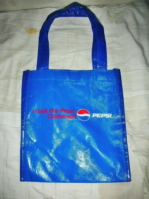 aaL皮.(企業寶寶玩偶娃娃)全新I took Pepsi Challenge藍色百事可樂手提袋!--值得擁有!/6房樂