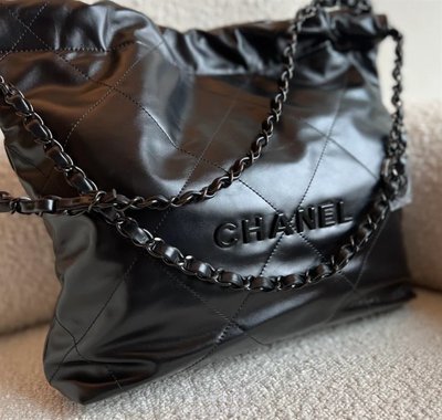 流當拍賣正品限量 Chanel 22 bag so black small 霧黑色 小型包