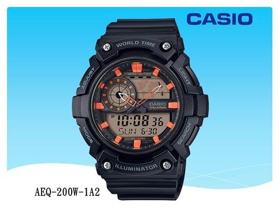 經緯度鐘錶CASIO手錶 100米防水 仿飛機儀表面板 指針電子雙顯錶 公司貨【↘1290】AEQ-200W-1A2