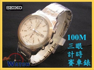 SNDA85P1白面SNDA85 SNDA SEIKO 100M防水藍寶石鏡面三眼計時賽車錶全新原廠貨24-watch