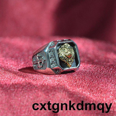 鈦鋼戒指316L鋼首飾品鍍金浮彫獅子頭指環雄獅男女同款霸氣戒指