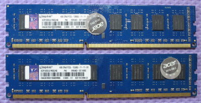 【DDR3寬版雙面】KingSton 金士頓 DDR3-1600  4G 桌上型記憶體兩條 共8G 【個人保固14日】