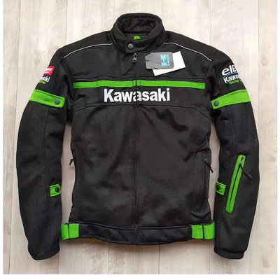 101潮流新款川崎賽車服內置護具摩托車騎行夾克夏季Kawasaki網眼透氣外套