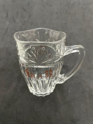 龍廬-自藏出清~玻璃製品-日本製北海道小樽銀之鐘手工玻璃杯 OTARU把手玻璃杯-花型杯口/水杯/收藏品/只有一個
