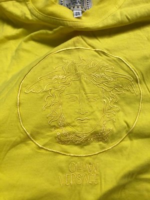 古董 VERSACE YOUNG 凡賽斯 義大利 精品 低調 奢華 女童 男童 嬰幼 洗鍊 黃 上衣 T恤 短袖