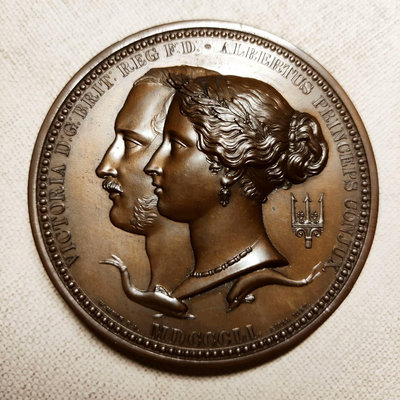 【二手】 英國·1851年倫敦世博會單面銅章（W.Wyon、L.C.W85 紀念幣 銅章 硬幣【明月軒】