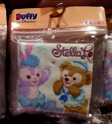 【噗嘟小舖】現貨 日本海洋迪士尼 史黛拉 兔 達菲 方巾 (25x25cm) Stella Lou Duffy 刺繡毛巾