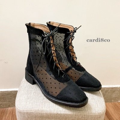 CARDI 女裝 正韓 流 法式網紗短靴 皮靴 短靴 非 馬丁 短筒靴 機車靴 高跟 短筒 襪靴 軍靴 短靴 靴子