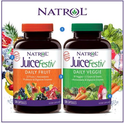 【預購美國原裝正品】Natrol JuiceFestiv每日有機水果和蔬菜，240粒膠囊
