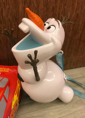 日本迪士尼帶回來的雪寶爆米花造型桶/萬聖節變妝配件/（不含爆米花）