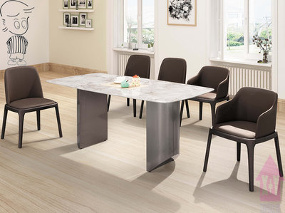 【X+Y】艾克斯居家生活館         餐桌椅系列-文森特 6尺岩板餐桌.不含餐椅.金屬不銹鋼灰鋼電鍍腳架.摩登家具