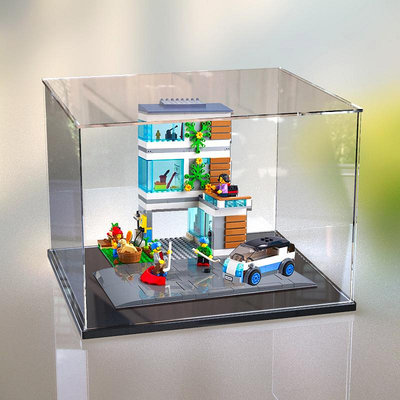 亞克力展示盒適用樂高60291家庭住宅透明玻璃罩防塵罩積木收納盒