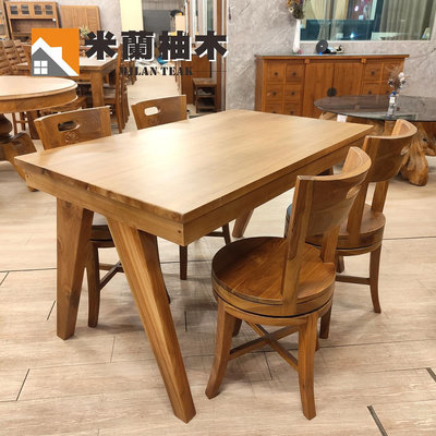 【米蘭柚木傢俱】2024新款全柚木餐桌 - 133cm、A字腳款、工作桌
