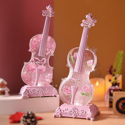 大提琴水晶球音樂盒八音盒飄雪音箱女友女孩女生生日禮物擺件