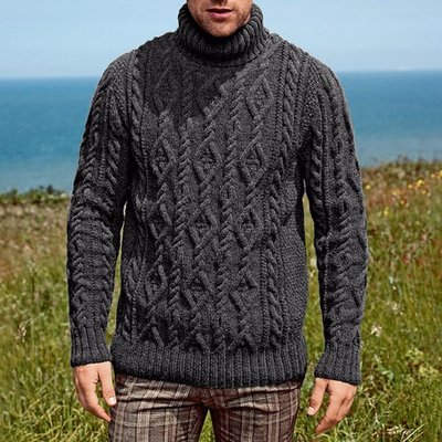 【依在風尚】2022時尚歐美毛衣男高領針織毛衣 男裝新款針織衫KY020
