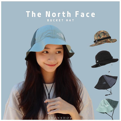 【ARONSHOP】The North Face 漁夫帽 | 抽繩 可固定 登山帽 黑 迷彩 帽子 現貨 登山專用 北臉