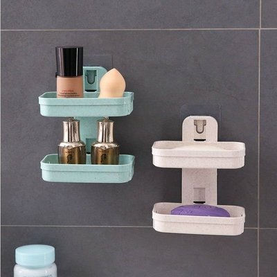 促銷打折 雙層肥皂盒免打孔浴室壁掛香皂盒瀝水衛生間新款香皂架家用肥皂架~