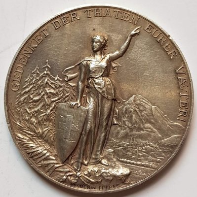 瑞士銀章 1892 Swiss GLARUS Eidg. Schützenfest Silver Medal.