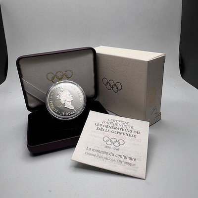 JA058  加拿大1996年 15元 奧運紀念925銀幣 盒裝 附證如圖