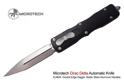【angel 精品館 】Microtech Dirac 黑鋁柄Double Edge Dagger自動刀227-10