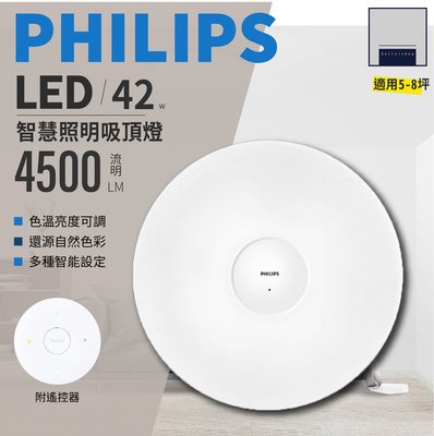 飛利浦 LED 60公分 42瓦 智能遙控吸頂燈 wifi控制 全電壓 支援米家APP 可無級調光 5-8坪空間適用