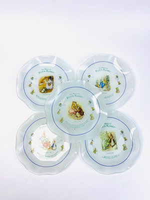 【二手】日本中古 彼得兔花邊玻璃盤 1999年日本yamaka制 回流 瓷器 擺件【佟掌櫃】-3729